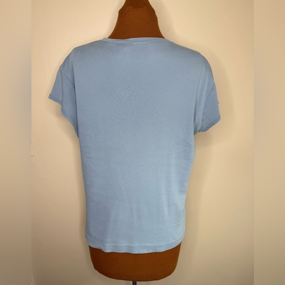 Chico's Design Soft Slate Blue Cap Sleeve Cotton Top Size Large - Picture 2 of 5